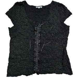 Shiny Black Corset Style Womens Top Size L Gothcore Whimsigoth Dark Feminine Y2K